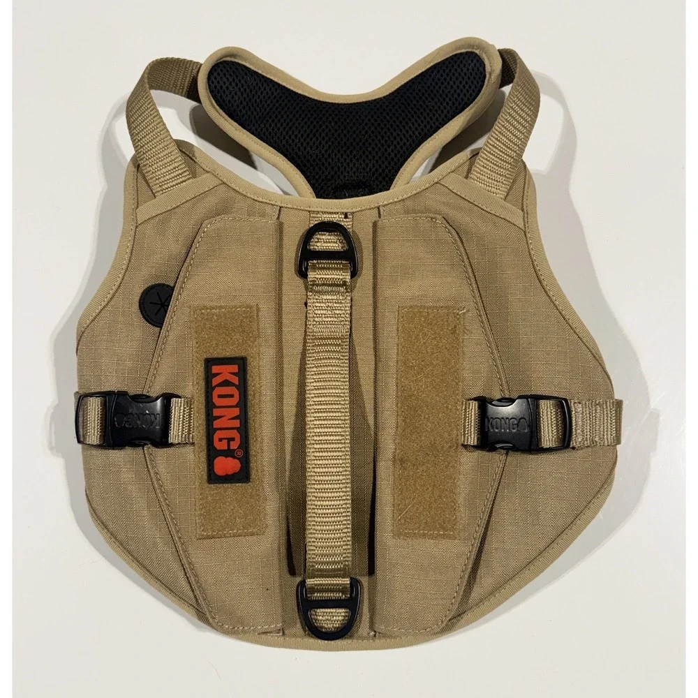 KONG Tactical Dog Harness Tan Heavy Duty Ripstop Vest with Handle- Medium no tag